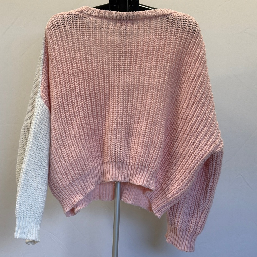 Pink Lily Heart Sweater XL Pullover Long Sleeve Cozy Knit Crew Neck Top - Picture 2 of 5